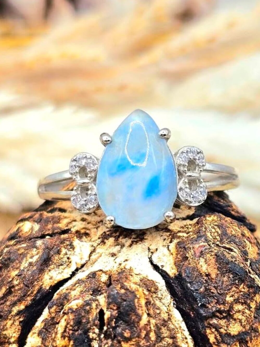 Natural Translucent Kyanite Adjustable Ring